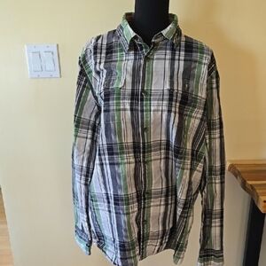 The North Face Green and Black Casual Button Down Shirt, XL, Euc